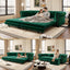 LLappuil 89" Loveseat Sofa, Pull Out Sofa Bed King Size, Chesterfield Sofa Convertible Sleeper Sofa Bed, Velvet 3-Seater Sofa with Movable Ottoman for Living Room Green