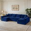 LLappuil 130" Sectional Sofa, U Shaped Modular Sectioanl Couch with Chaise, Boneless Corduroy Cloud Sofa Couch for Living Room, No Assembly Compression Sofa Blue