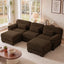 LLappuil 104" Sectional Sofa, U Shaped Modular Sectional Couch with Double Movable Ottoman, Cloud Corduroy Sofa Couch for Living Room