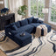 LLappuil Sectional Sofa, 106" U Shaped Modular Sectional Couch with Left Chaise, Cloud Courduroy Sofa Couch with Movable Ottoman for Living Room Blue