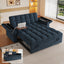 LLappuil Pull Out Sofa Bed Full Size, 65" Loveseat Sofa Convertible Sofa Bed, Chenille Sofa Couch with Small Toptable, Charging Port, Hidden Storage Armrest for Living Room Blue