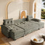 LLappuil Sectional Sofa, U Shaped Sectional Couch with Pull Out Sofa Bed, Chenille Convertible Sleeper Sofa Bed with Chaise, Removable Armrests, USB Ports Light Gray