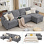LLappuil Sectional Sofa, 107" Sectional Couch with Pull Out Sofa Bed Queen Size, 4 Seat Velvet Sofa with Memory Foam Mattress for Living Room Dark Gray