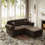 LLappuil Modular Sectional Sofa, Loveseat Sofa with Ottoman, Velvet Chesterfield Sofa for Living Room Brown