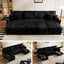 LLappuil Sectional Sofa, 110" U Shaped Sectional Couch with Pull Out Sofa Bed, Corduroy Sofa Convertible Sofa Bed wiith Double Storage Chaise, USB Charging Port, Small Desktop for Living Room Black
