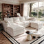 LLappuil 122" Sectional Sofa, U Shaped Sectional Couch with Double Ottoman, Linen Boneless Cloud Couch for Living Room