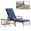 Chaise Lounge Chair, Patio Outdoor Chair with Glass Table, Pull Out Lounge Chair with Soft Cushions, Blue （2 packs)