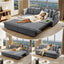 LLappuil Pull Out Sofa Bed Queen Size, 68" Loveseat Sofa with Bluetooth Speakers, USB Ports, Side Pockets, Corduroy Sofa Couch Convertible Sofa Bed for Living Room Gray