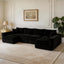 LLappuil 130" Sectional Sofa, U Shaped Modular Sectioanl Couch with Chaise, Boneless Corduroy Cloud Sofa Couch for Living Room, No Assembly Compression Sofa Black