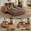 LLappuil 89" Faux Leather Chesterfield Sofa, Oversized Pull Out Sofa Bed King Size, Loveseat Sofa Couch Convertible Sofa Bed for Living Room Brown