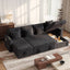 LLappuil 107" Sectional Sofa, U Shaped Sectional Couch with Storage Chaise, Pull Out Sofa Bed Convertible Sofa Bed, Corduroy Sofa Couch with USB Charging Port, Cup Holder for Living Room Black