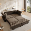 LLappuil 84" Pull Out Sofa Bed Queen Size, Oversized Chesterfield Velvet Sofa with Flower Tufting, Loveseat Sofa Couch Convertible Sofa Bed for Living Room Brown