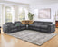 LLappuil Home Theater Seating, Sectional Sofa, Faux Leather 5 Seat Recliner Sofa Chair with Motorized Lift Wine Cabinet, Blue Tooth HiFi Subwoofer Speakers, Colorful Ambient LED, Touch Lamp Dark Gray