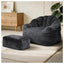 LLappuil Bean Bag Chair with Ottoman, Lazy Sofa Chair for Adults, Memory Foam Bean Bag Chairs with Filler Included for Living Room Bedroom Gray