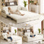 LLappuil Queen Size Pull Out Sofa Bed, Compact Loveseat Sofa Covertible Sofa Bed with USB Port, Side Pocket , Chenille Sofa Couch for Living Room Beige