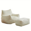LLappuil Bean Bag Chair with Ottoman, Lazy Sofa Chair for Adults, Memory Foam Bean Bag Chairs with Filler Included for Living Room Bedroom Beige