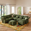 LLappuil Modular Sectional Sofa, Sectional Couch with Storage Seat, Oversized Corduroy Sofa Couch with Adjustable Arms Backs for Living Room Green