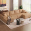 LLappuil 130" Sectional Sofa, U Shaped Modular Sectioanl Couch with Chaise, Boneless Corduroy Sofa Couch for Living Room, No Assembly Compression Sofa Brown