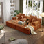 LLappuil 2 Piece Chaise Lounge Chair Indoor, Corduroy Boneless Sofa Bed, Deep Seat Sleeper Couch Reading Chairs, Cloud Sofas Couches for Living Room, No Assembly Required Orange