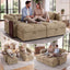 LLappuil 66" Sofa Bed Full Size, Loveseat Sofa Convertible Sofa Bed, Chenille Sofa Couch with USB Charging Port, Foldable Side Tray, Cup Holder, Hidden Storage Armrest