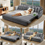 LLappuil Pull Out Sofa Bed King Size, 82" Loveseat Sofa with Bluetooth Speakers, USB Ports, Side Pockets, Corduroy Sofa Couch Convertible Sofa Bed for Living Room Gray