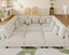 LLappuil Modular Sectional Sofa, 9 Seat Corduroy Sectional Sofa with Storage, 9 Back Cushion 9 Throw Pillow Beige