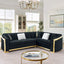 LLappuil Sectional Sofa, 106" Chesterfield Sofa with Curved Arm Button Tufted, Velvet Cloud Sofa Couch for Living Room Black