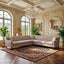 LLappuil Sectional Sofa, 103" x 103" Chesterfield Sofa with Nailhead, 7 Seat Chenille Tufted Couch for Living Room Beige