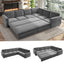 LLappuil Sectional Sofa, Pull Out Sofa Bed King Size, 6 Seat Chenille Sofa Couch Convertible Sleeper Sofa Bed for Living Room Light Gray