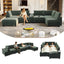 LLappuil 121" Sectional Sofa, Modular Sectional Couch Convertible Sofa Bed, Chenille Cloud Sofa Couch with Hidden Storage & USB Ports & Cup Holders & Bluetooth Speaker for Living Room Green