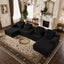 LLappuil 145" Sectional Sofa, Oversized Modular Sectional Sofa with Cup Holder, Hidden Storage, 4 Seat Corduroy Sofa Couch with Chaise for Living Room Black