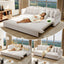 LLappuil Pull Out Sofa Bed King Size, 82" Loveseat Sofa with Bluetooth Speakers, USB Ports, Side Pockets, Corduroy Sofa Couch Convertible Sofa Bed for Living Room Beige