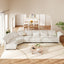 LLappuil Modular Sectional Sofa, Oversiezed Curved Sectional Couch with Storage & Hexagon Seat, Corduroy Sectional Sofa with Adjustable Arms & Backs for Living Room Beige