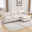 LLappuil Sectional Sofa, 4 Seat Corduroy Cloud Sofa Couch with Reversible Ottoman for Living Room Beige