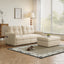 LLappuil 70" Convertible Sofa Bed, Pull Out Sofa Bed Full Size, Corduroy Loveseat Sofa with Ottoman, USB & Type-c Charging Port for Living Room Beige