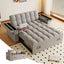 LLappuil Pull Out Sofa Bed Full Size, 65" Loveseat Sofa Convertible Sofa Bed, Velvet Sofa Couch with Small Toptable, Charging Port, Hidden Storage Armrest for Living Room Light Gray