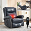 LLappuil Recliner Chair, 360° Swivel Massage Recliner Chair with Heat, Genuine Leather Nursery Glider Rocker Manual Recliner Chair with Side Pockets for Living Room, Bedroom Blue