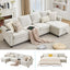 LLappuil Sectional Sofa, 107" Sectional Couch with Pull Out Sofa Bed Queen Size, 4 Seat Velvet Sofa with Memory Foam Mattress for Living Room Beige
