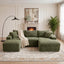 LLappuil Sectional Sofa, 106" U Shaped Modular Sectional Couch with Left Chaise, Cloud Courduroy Sofa Couch with Movable Ottoman for Living Room Green