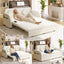 LLappuil Full Size Pull Out Sofa Bed, Compact Loveseat Sofa Covertible Sofa Bed with USB Port, Side Pocket , Chenille Sofa Couch for Living Room Beige