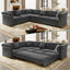 LLappuil 115" Sectional Sofa, Oversized Sectional Couch with Pull Out Sofa Bed King Size, Velvet Button Tufted Chesterfield Sofa Couch with Trim Rolled Arms for Living Room Gray