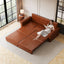 LLappuil King Size Pull Out Sofa Bed, Oversized Loveseat Sofa Convertible Sleeper Sofa Bed, Faux Leather Sofa Couch for Living Room Apartment Light Brown