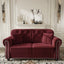 LLappuil Loveseat Sofa, Velvet Chesterfield Sofa for Living Room Red