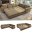 LLappuil Sectional Sofa, Pull Out Sofa Bed King Size, 6 Seat Chenille Sofa Couch Convertible Sleeper Sofa Bed for Living Room Camel