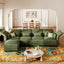 LLappuil Modular Sectional Sofa, Sectional Couch with Storage Seat, Oversized Corduroy Sofa Couch with Adjustable Arms Backs for Living Room Green