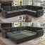 LLappuil Sectional Sofa with Pull Out Sofa Bed, Oversized Chenille Sofa Couch Convertible Sleeper Sofa Bed for Living Room Apartment