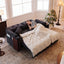 LLappuil Loveseat Sofa, Pull Out Sofa Bed Queen Size, Corduroy Sofa Couch with 360° Swivel Tabletop, USB Charging Port, Cup Holder for Living Room Black