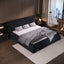 LLappuil Upholstered Platform Bed King Size, Oversized Wood Bed Frame with Headboard Black