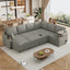 LLappuil 110" Sectional Sofa, Sectional Couch with Pull Out Sofa Bed Queen Size, 6 Seat Chenille Sofa with Hidden Storage Armrest, Cup Holders, Charging Ports for Living Room Light Gray