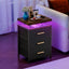 Smart LED Nightstand with 3 Drawers Modern Design Table for Bedroom, Closet, Dorm, Black